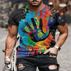 Men Wearing New Summer Fashion Music Art Color Neon Graffiti 3D T-Shirt, mens t shirt uk