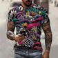 Men Wearing New Summer Fashion Music Art Color Neon Graffiti 3D T-Shirt, mens t shirt uk