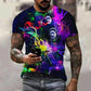 Men Wearing New Summer Fashion Music Art Color Neon Graffiti 3D T-Shirt, mens t shirt uk