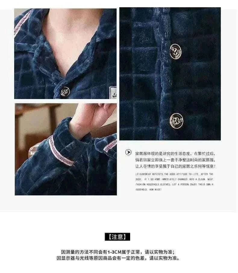 Men's Fashion Style Store Pajamas Sets for Men Winter Thick Warm