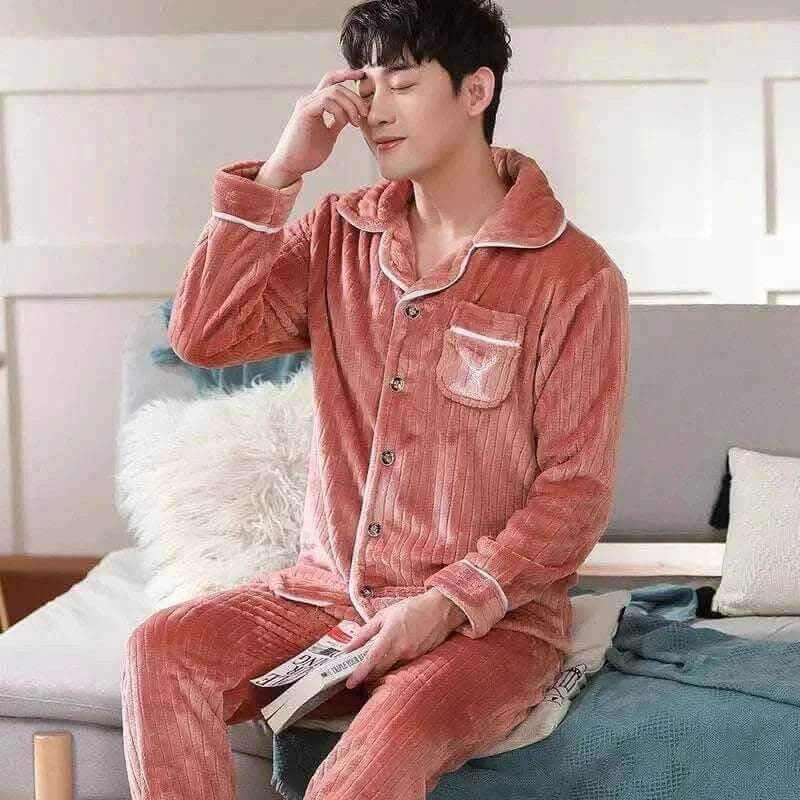 Men's Fashion Style Store CK211 / 2XL(75-87.5KG) Pajamas Sets for Men Winter Thick Warm