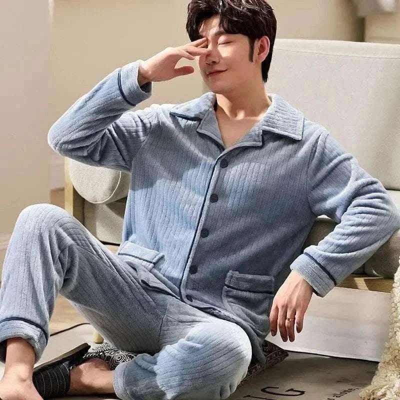 Pajamas Sets for Men Winter Thick Warm.