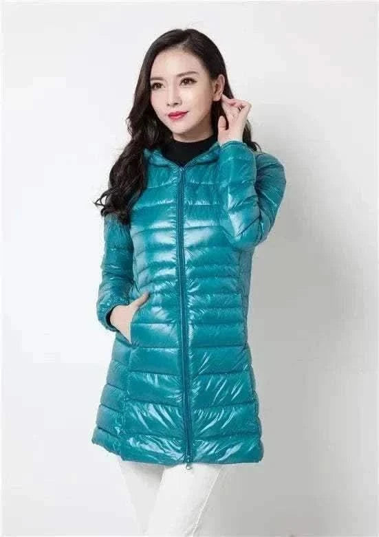  Men's Fashion Style Store Lake Blue / 7XL Plus Size Down Jacket 2024 New Arrivals Women Hooded Ultra Light Down Jacket Korean Slim Fit Female Puffer Down Coats