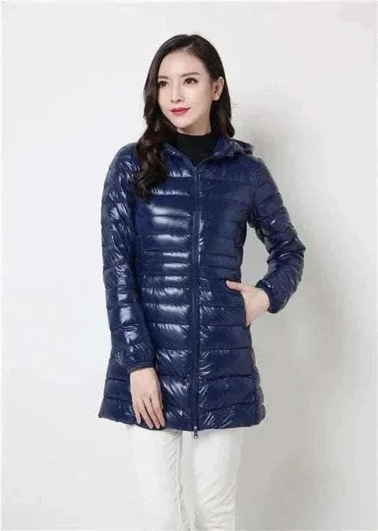  Men's Fashion Style Store Navy blue / 3XL Plus Size Down Jacket 2024 New Arrivals Women Hooded Ultra Light Down Jacket Korean Slim Fit Female Puffer Down Coats