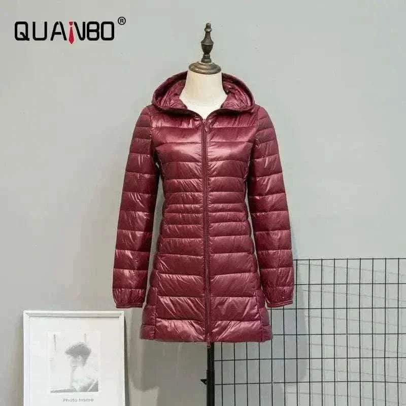  Men's Fashion Style Store Wine red / 7XL Plus Size Down Jacket 2024 New Arrivals Women Hooded Ultra Light Down Jacket Korean Slim Fit Female Puffer Down Coats