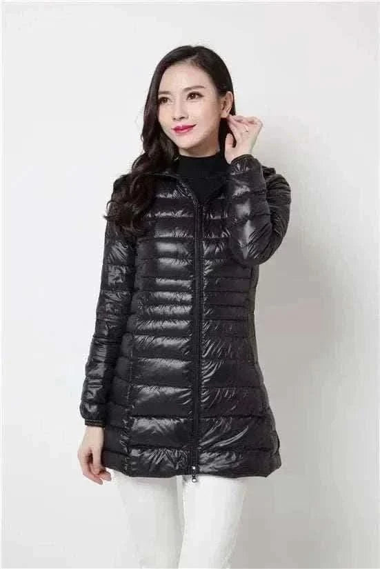  Men's Fashion Style Store Black / 7XL Plus Size Down Jacket 2024 New Arrivals Women Hooded Ultra Light Down Jacket Korean Slim Fit Female Puffer Down Coats