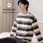 Plus Size M-4XL Men Pajamas Set 100% Cotton Striped Sleepwear Male Long Sleeve Casual Pyjamas.