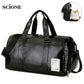 MensFashionStyleStore PU LEATHER GYM BAG