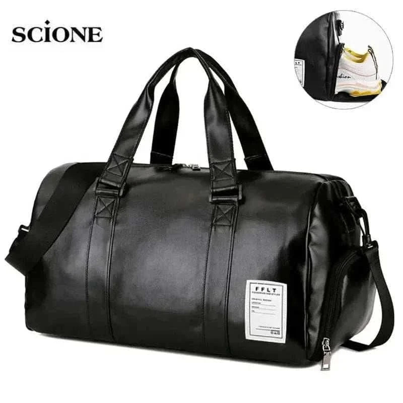 MensFashionStyleStore PU LEATHER GYM BAG
