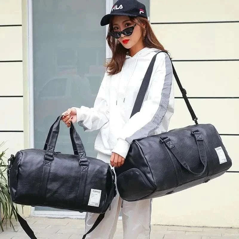 MensFashionStyleStore PU LEATHER GYM BAG