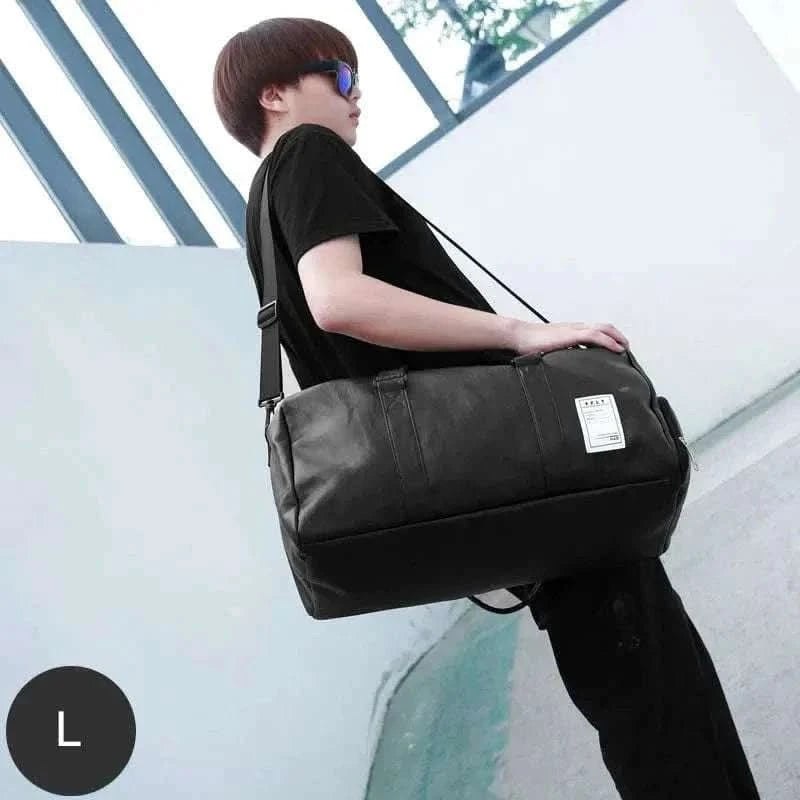 MensFashionStyleStore Black L / CHINA PU LEATHER GYM BAG