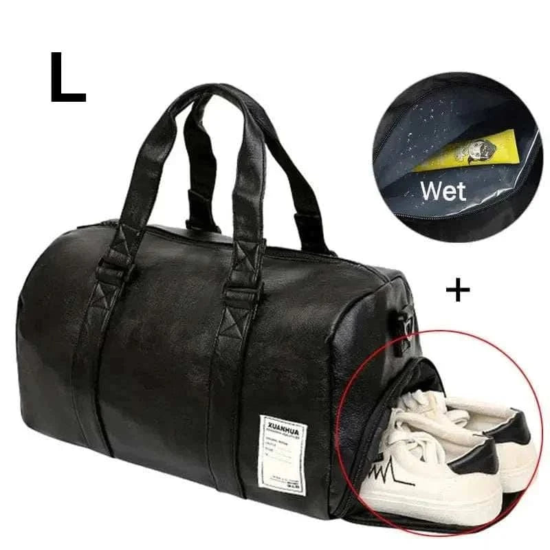 MensFashionStyleStore Plus  Black L / CHINA PU LEATHER GYM BAG