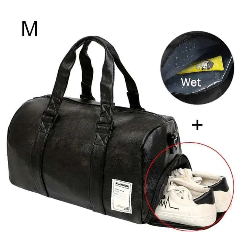 MensFashionStyleStore Plus Black M / CHINA PU LEATHER GYM BAG