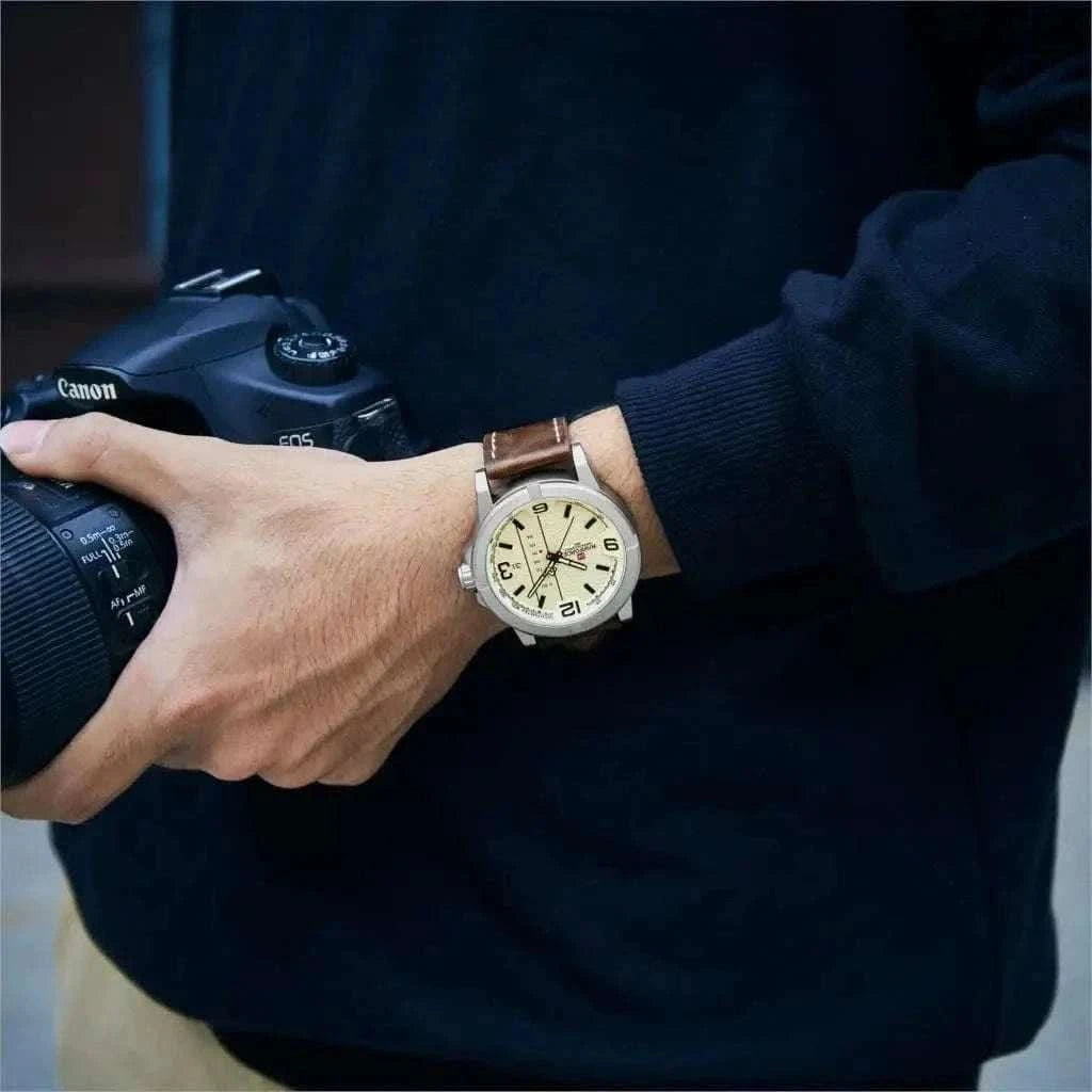MensFashionStyleStore PU LEATHER QUARTZ WATCH