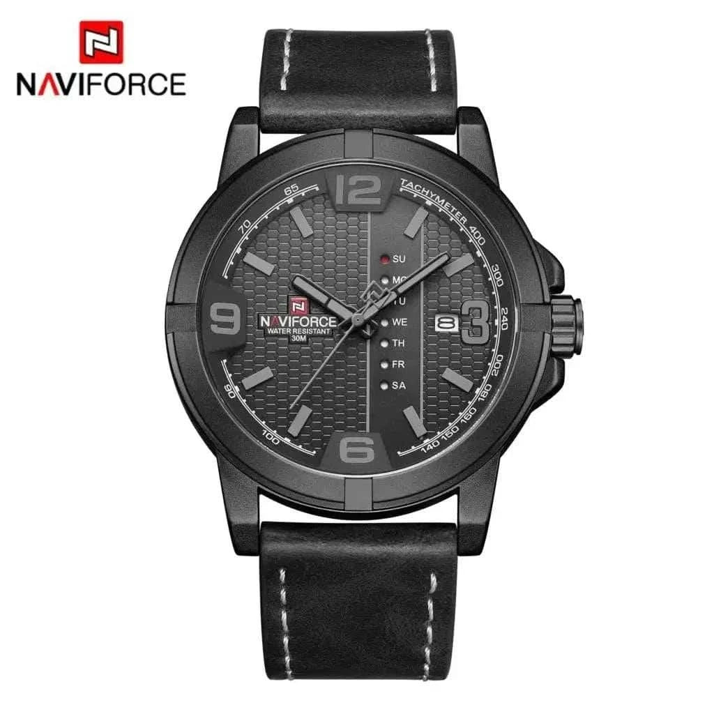 MensFashionStyleStore Black Grey / Russian Federation PU LEATHER QUARTZ WATCH