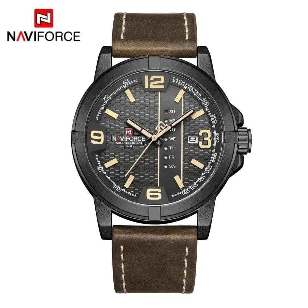 MensFashionStyleStore Black Yellow / Russian Federation PU LEATHER QUARTZ WATCH