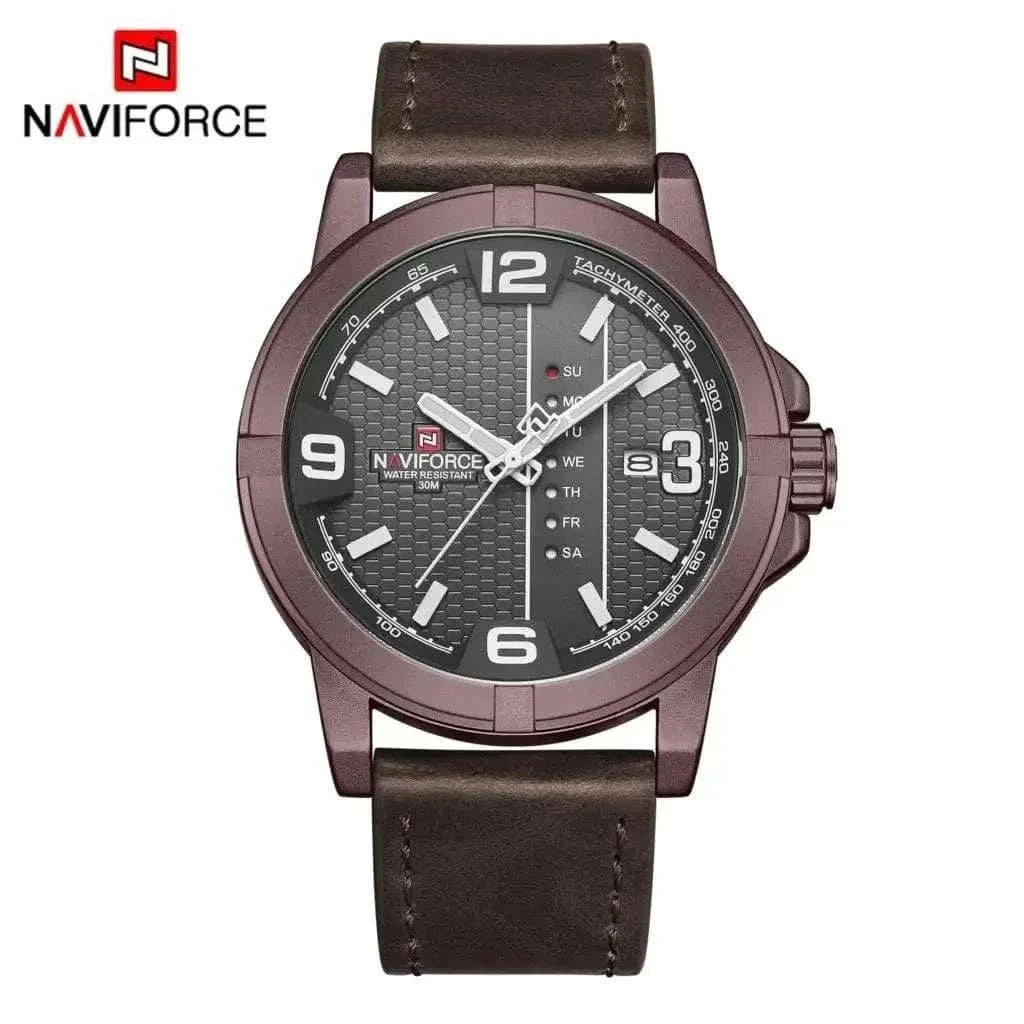 MensFashionStyleStore Coffee / Russian Federation PU LEATHER QUARTZ WATCH