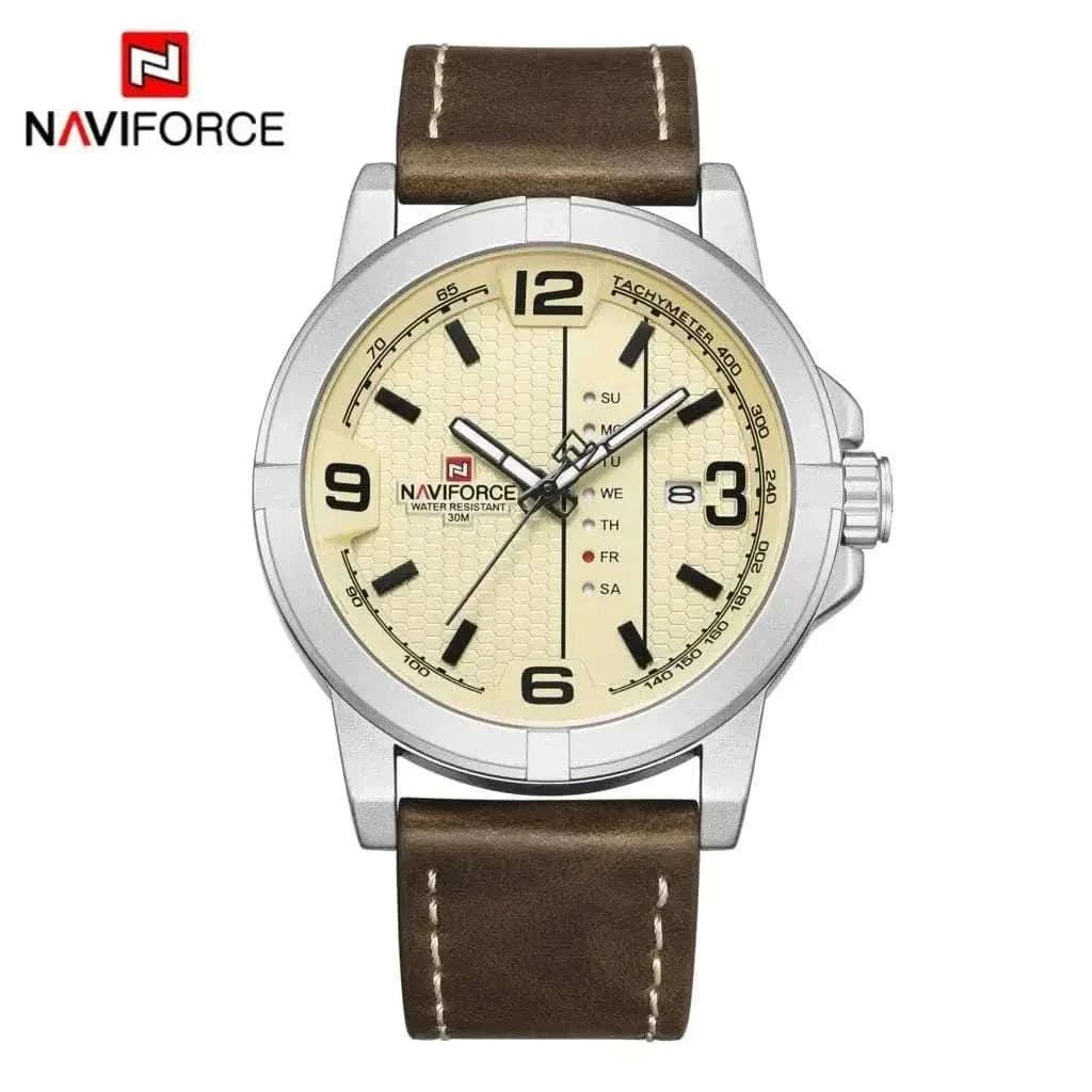 MensFashionStyleStore Silver Yellow / Russian Federation PU LEATHER QUARTZ WATCH