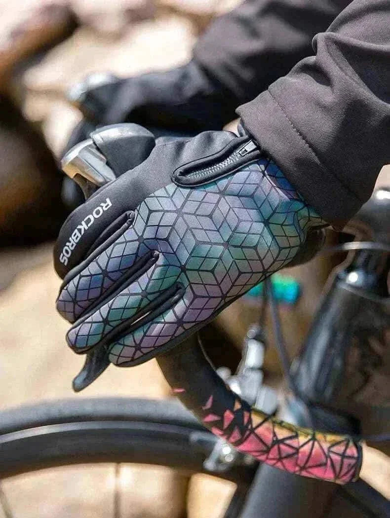 ROCKBROS Winter Bicycle Gloves Touch Screen Thermal Fleece Climbing Skiing Bike Gloves Men Women Windproof Warm Cycling Gloves.