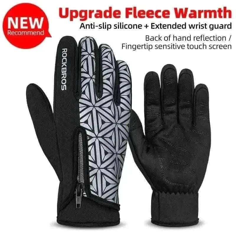 ROCKBROS Winter Bicycle Gloves Touch Screen Thermal Fleece Climbing Skiing Bike Gloves Men Women Windproof Warm Cycling Gloves.