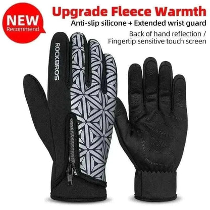ROCKBROS Winter Bicycle Gloves Touch Screen Thermal Fleece Climbing Skiing Bike Gloves Men Women Windproof Warm Cycling Gloves.