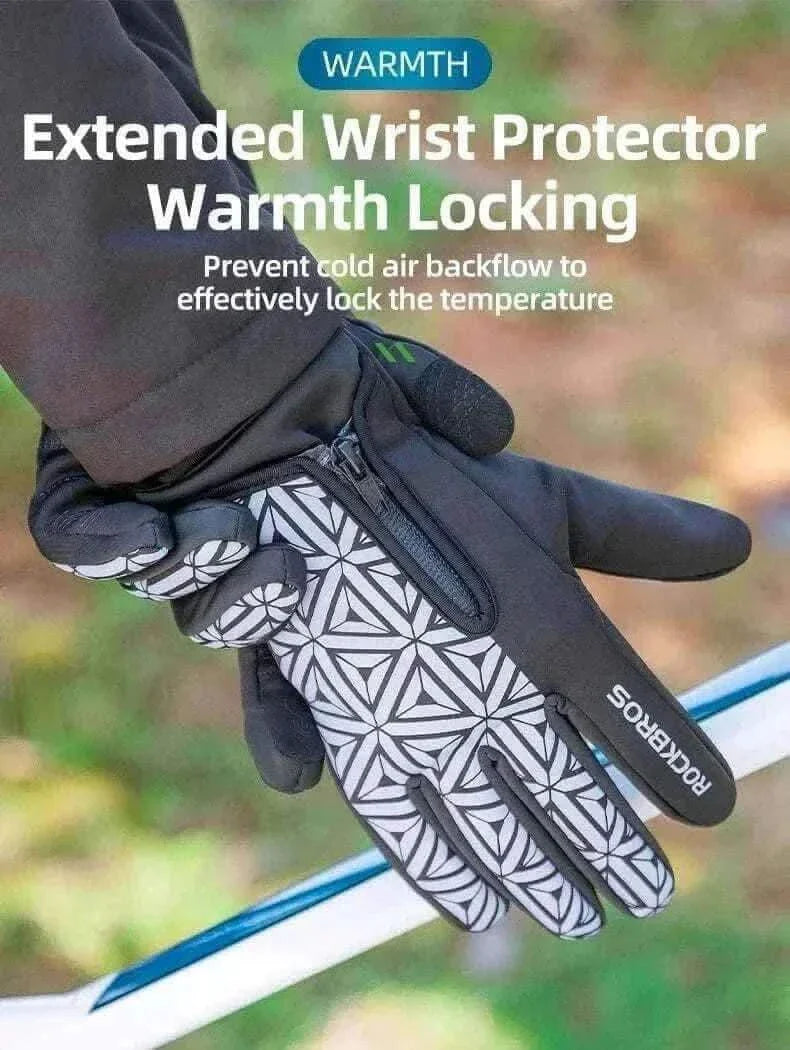 ROCKBROS Winter Bicycle Gloves Touch Screen Thermal Fleece Climbing Skiing Bike Gloves Men Women Windproof Warm Cycling Gloves.
