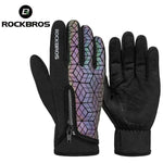men's gloves-ROCKBROS Winter Bicycle Gloves Touch Screen Thermal Fleece Climbing Skiing Bike Gloves Men Women Windproof Warm Cycling Gloves.