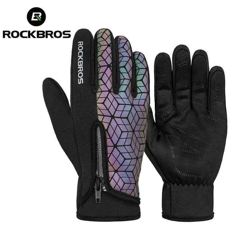 men's gloves-ROCKBROS Winter Bicycle Gloves Touch Screen Thermal Fleece Climbing Skiing Bike Gloves Men Women Windproof Warm Cycling Gloves.