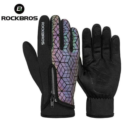 men's gloves-ROCKBROS Winter Bicycle Gloves Touch Screen Thermal Fleece Climbing Skiing Bike Gloves Men Women Windproof Warm Cycling Gloves.