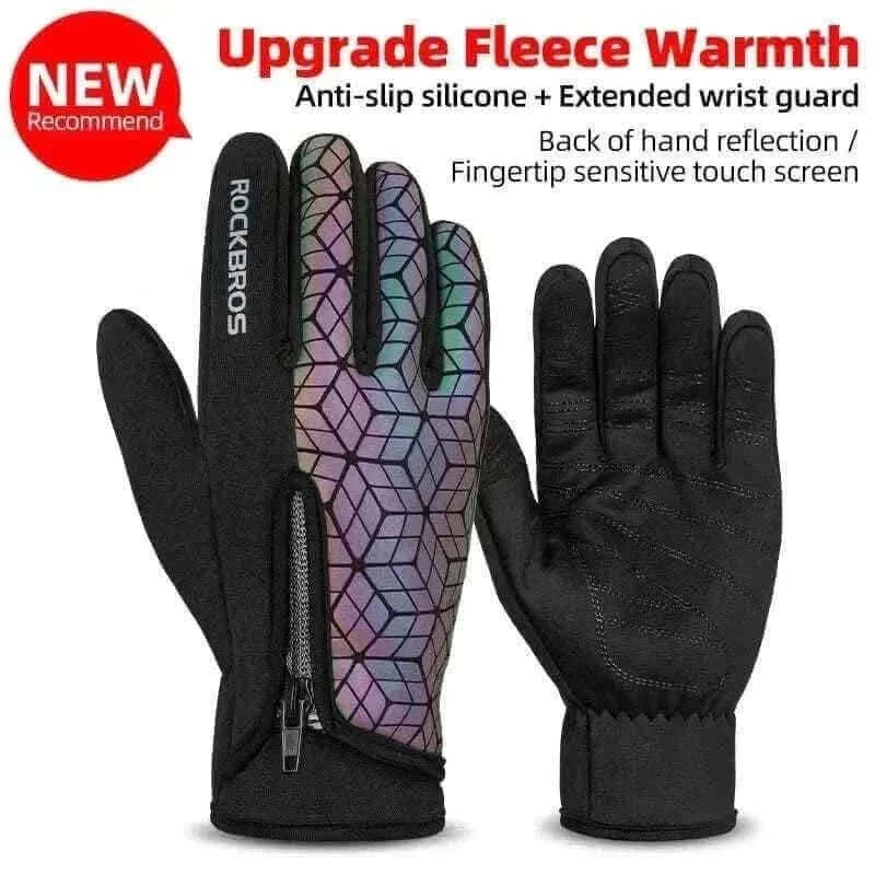 ROCKBROS Winter Bicycle Gloves Touch Screen Thermal Fleece Climbing Skiing Bike Gloves Men Women Windproof Warm Cycling Gloves.