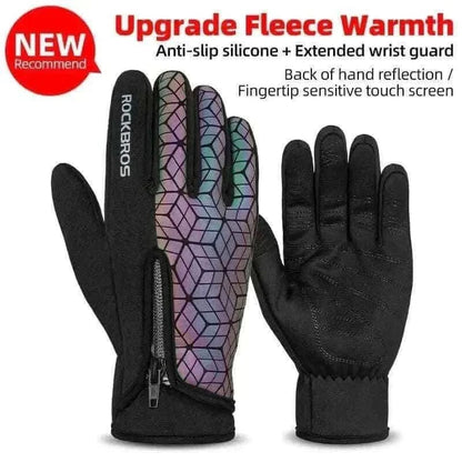 ROCKBROS Winter Bicycle Gloves Touch Screen Thermal Fleece Climbing Skiing Bike Gloves Men Women Windproof Warm Cycling Gloves.