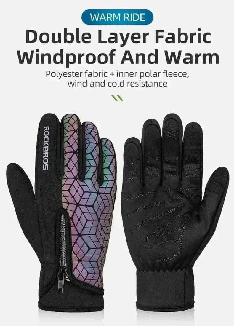 ROCKBROS Winter Bicycle Gloves Touch Screen Thermal Fleece Climbing Skiing Bike Gloves Men Women Windproof Warm Cycling Gloves.