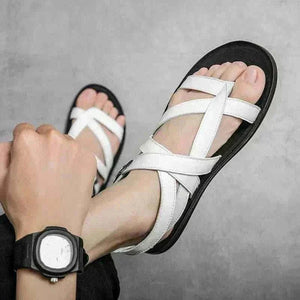 Summer Classic White Men Rome Genuine Leather Roman Sandals Gladiator ,mens sandals uk