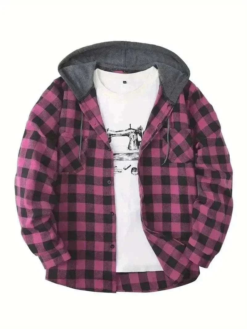  Men's Fashion Style Store Dark Pink Red / XXL Shirt Jackets