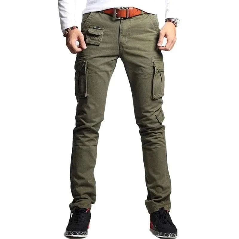 MensFashionStyleStore green / 38 SLIM FIT MILITARY CARGO PANTS
