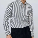 MensFashionStyleStore Khaki / M STRIPED SLIM FIT SHIRT