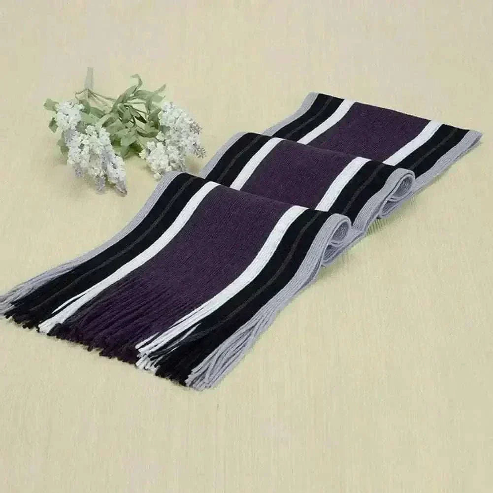 Stylish Winter Scarf Thick Windproof Soft Classic Striped Patchwork Color Men Scarf.