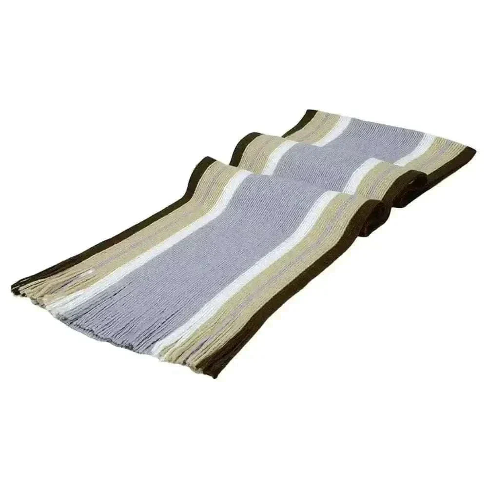 Stylish Winter Scarf Thick Windproof Soft Classic Striped Patchwork Color Men Scarf.