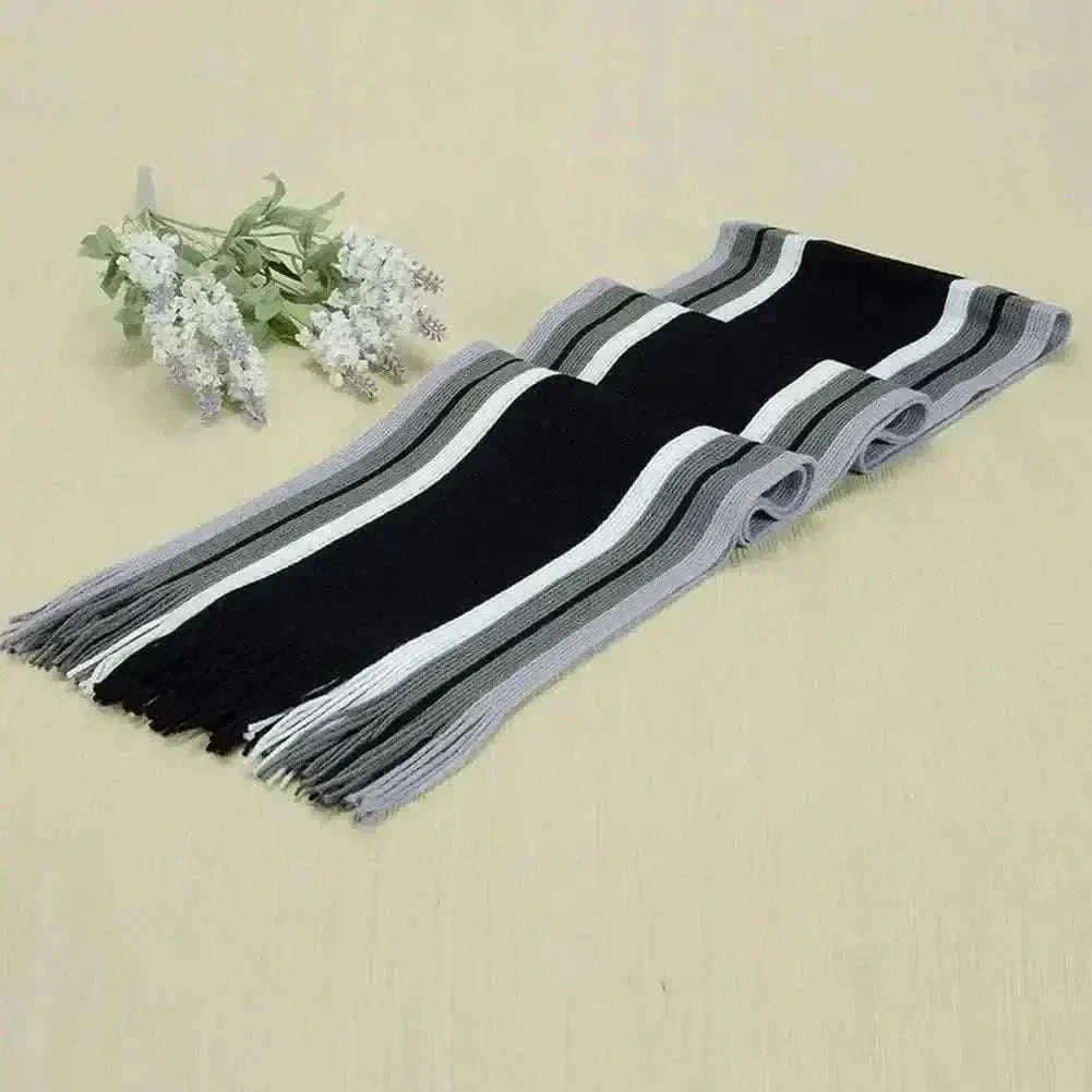 Stylish Winter Scarf Thick Windproof Soft Classic Striped Patchwork Color Men Scarf.