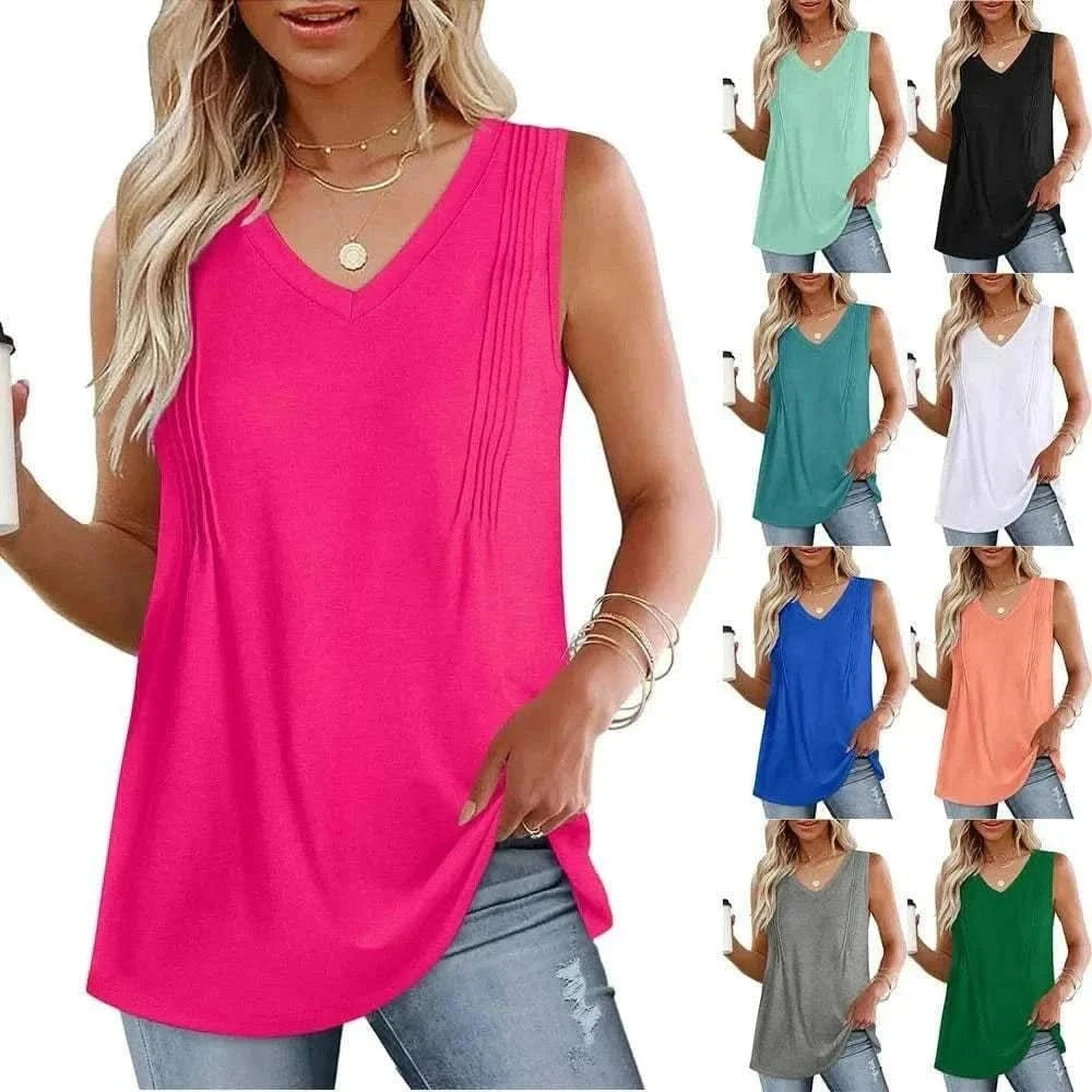 women pleated tank tops