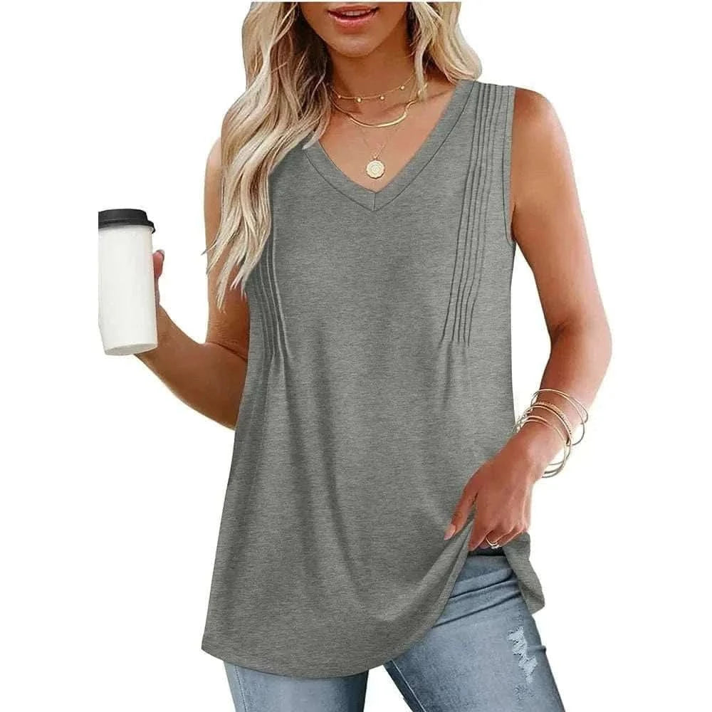 women pleated tank tops