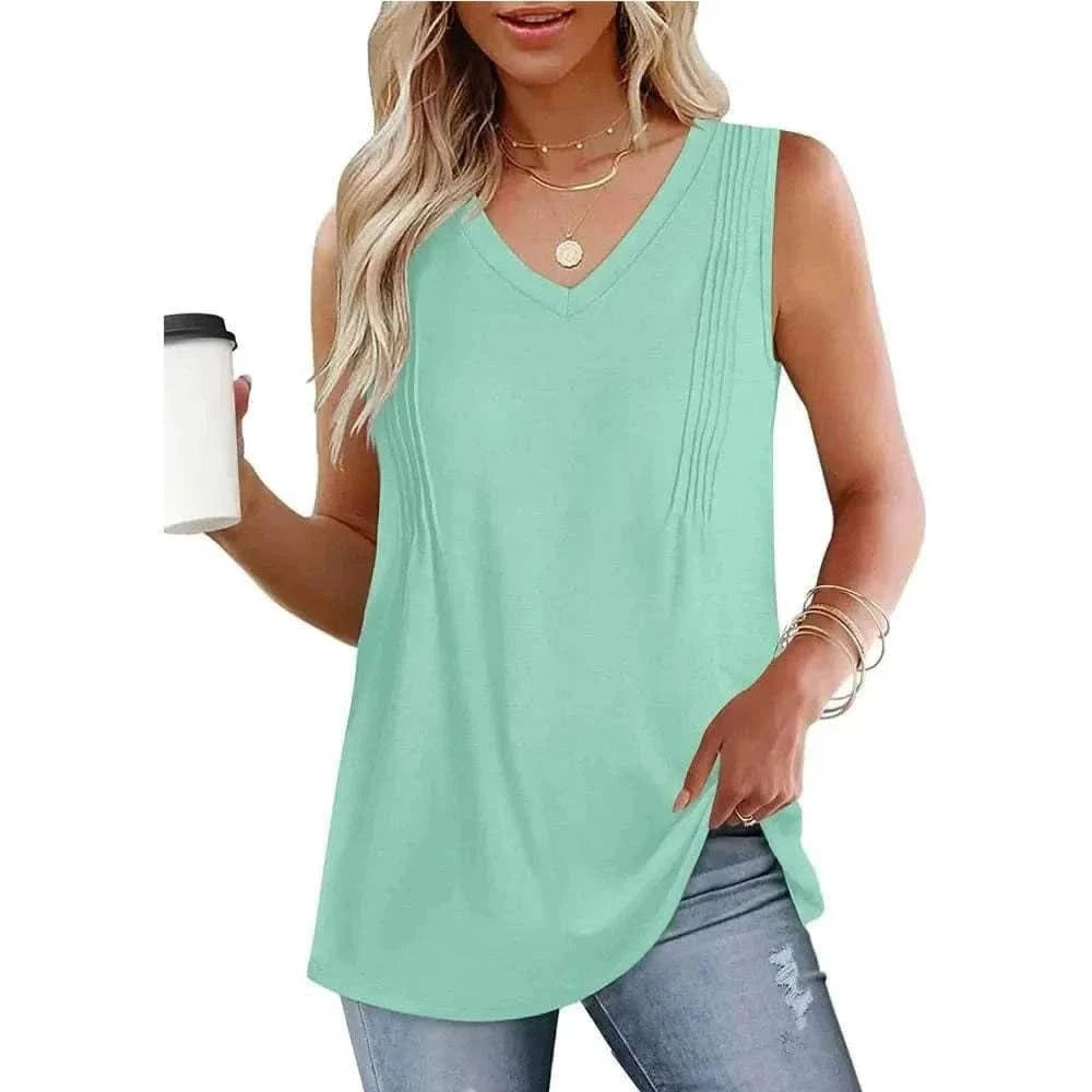 women pleated tank tops