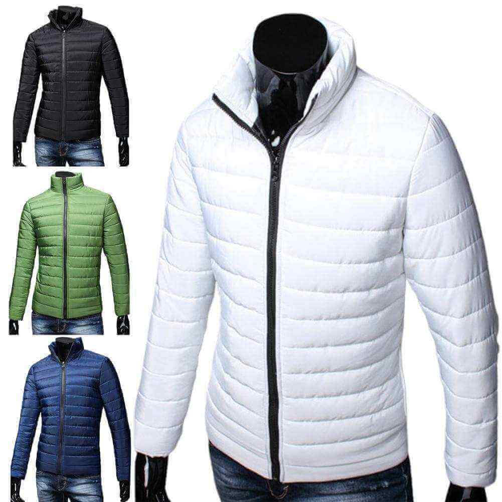 Men Puffer jacket- Trendy  Fashion Stand Collar Slim Puffer Coat Lightweight Male Windbreaker Thickened   Outerwear.