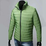 men Puffer Jacket= Trendy  Fashion Stand Collar Slim Puffer Coat Lightweight Male Windbreaker Thickened   Outerwear.