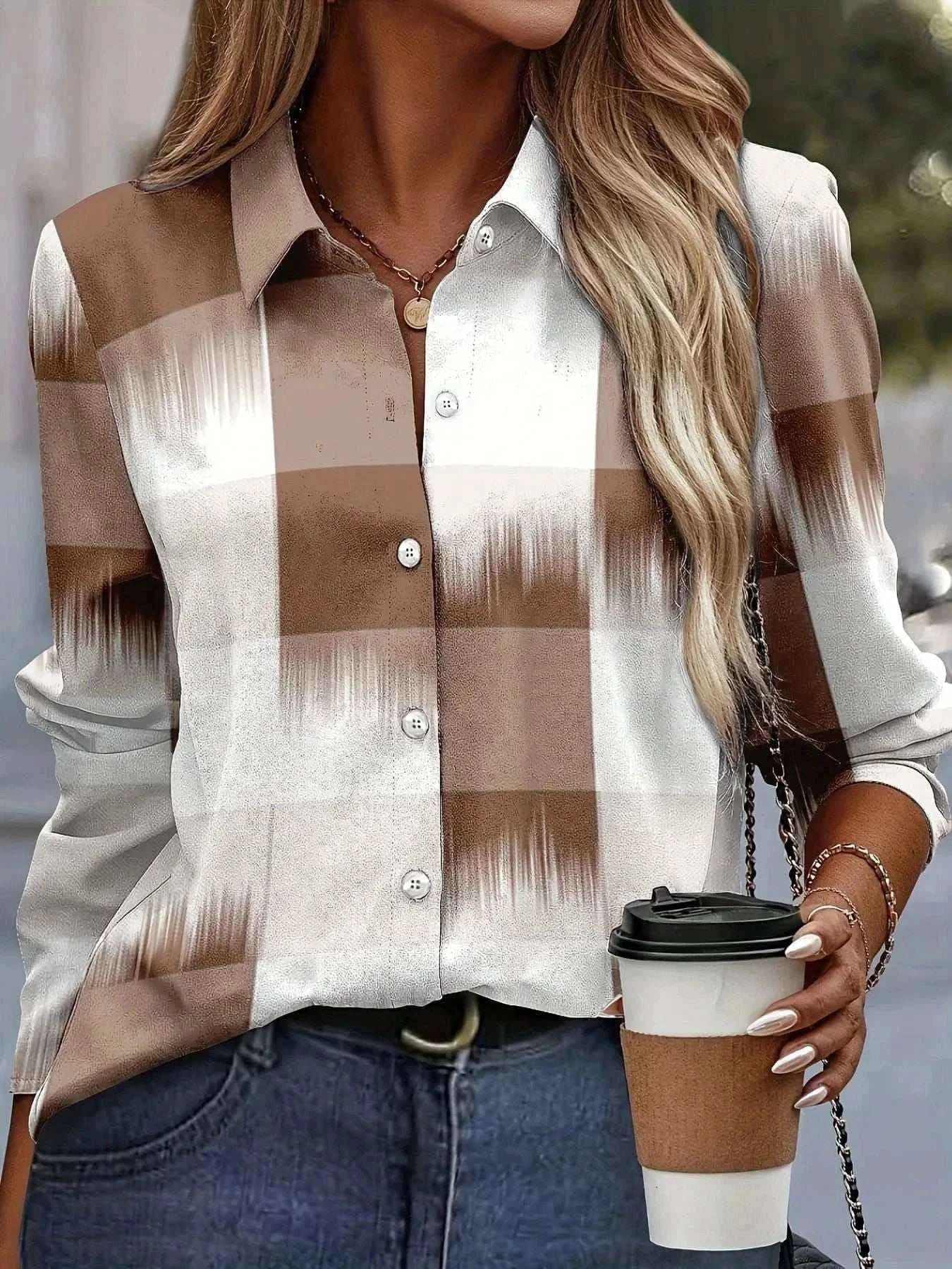  Men's Fashion Style Store Tribal Pattern Men's Shirt Tops Lapel Long Sleeve Closure Men's Casual Shirts Men's Daily Vacation Streetwear