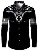  Men's Fashion Style Store CX0000328 / CHINA / 6XL Tribal Pattern Men's Shirt Tops Lapel Long Sleeve Closure Men's Casual Shirts Men's Daily Vacation Streetwear