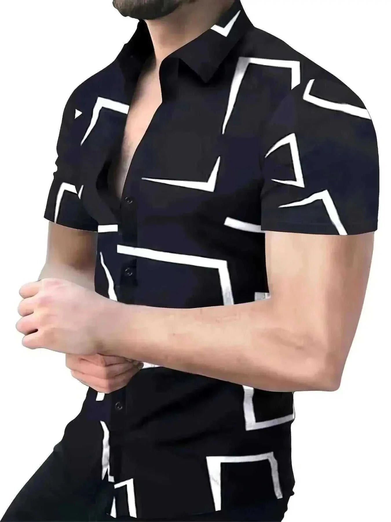 Tribal Pattern Men's Shirt Tops Lapel Long Sleeve Closure Men's Casual Shirts Men's Daily Vacation Streetwear.