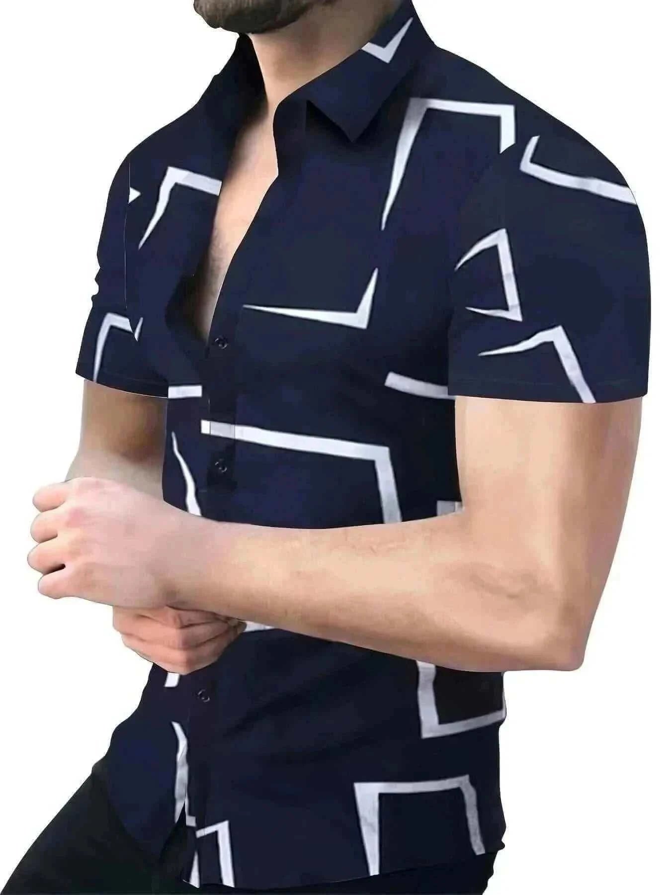 Tribal Pattern Men's Shirt Tops Lapel Long Sleeve Closure Men's Casual Shirts Men's Daily Vacation Streetwear.