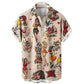  Men's Fashion Style Store Tribal Pattern Men's Shirt Tops Lapel Long Sleeve Closure Men's Casual Shirts Men's Daily Vacation Streetwear