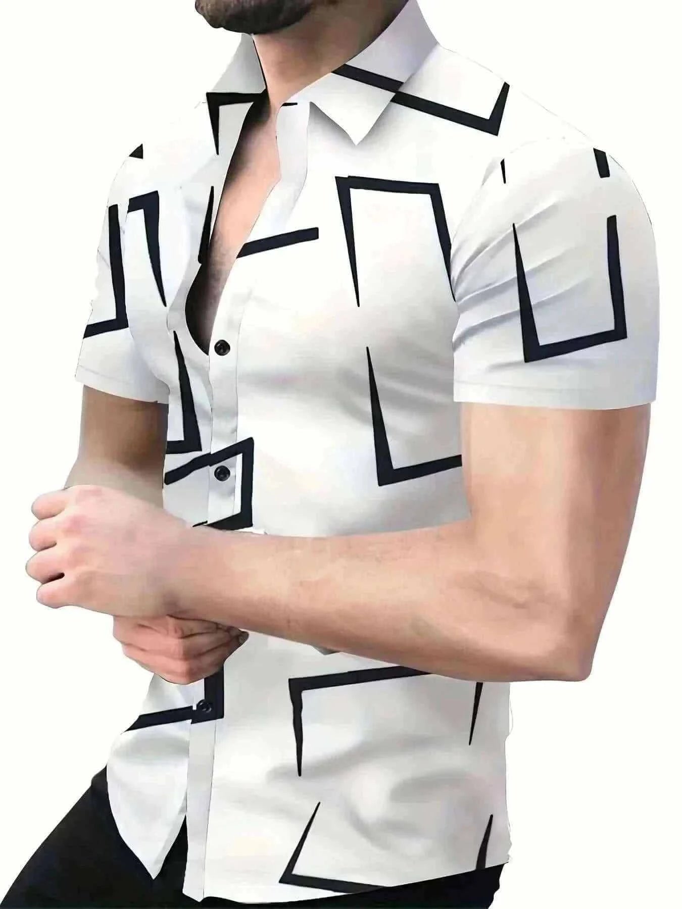 Tribal Pattern Men's Shirt Tops Lapel Long Sleeve Closure Men's Casual Shirts Men's Daily Vacation Streetwear.